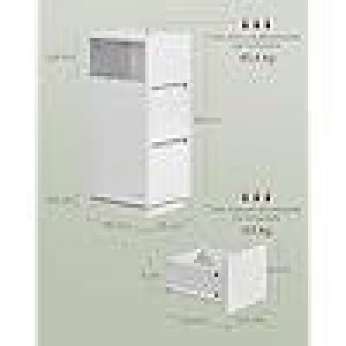 Sengebord smalt sæt af 2 2 skuffer, åbent rum, vendbar montering, cloud white