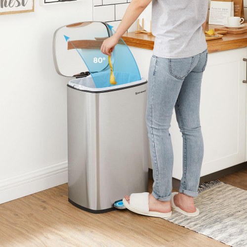Skraldespand med pedal 50 l soft close, inderspand, sølv