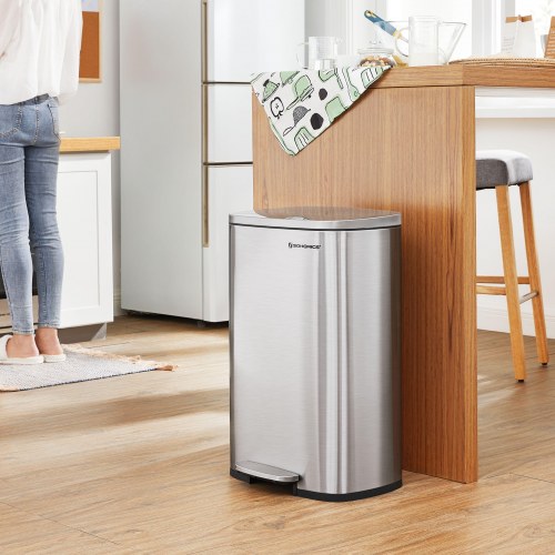 Skraldespand med pedal 50 l soft close, inderspand, sølv