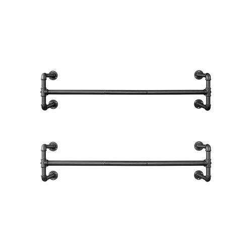 Tøjstativ til væg – SONGMICS, sæt á 2, industriel rørstang, pladsbesparende, 110 × 30 × 29,3 cm, max 60 kg pr. stativ, sort HSR64BK-02