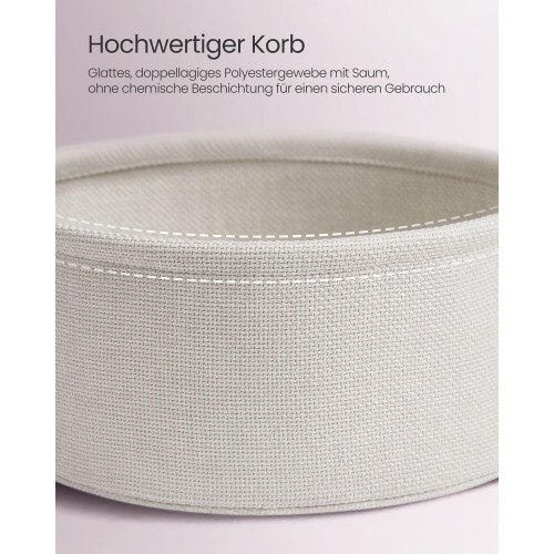 Sofabord rund sidebord med stofkurv, pastelrosa/skyhvid