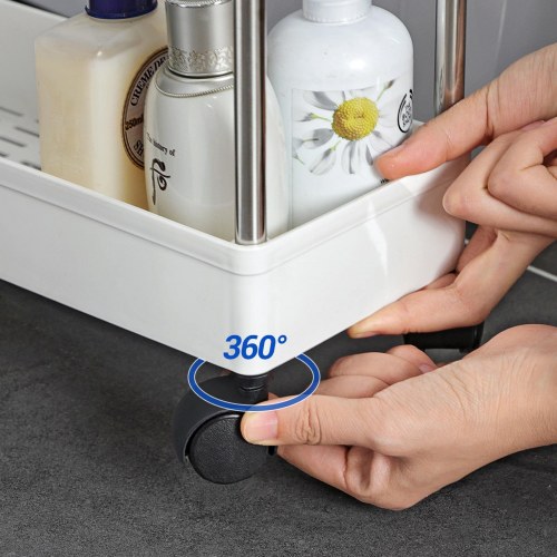 Rullebar opbevaringsvogn med 4 hylder smal plast reolvogn 40 × 12,5 × 88 cm, hvid