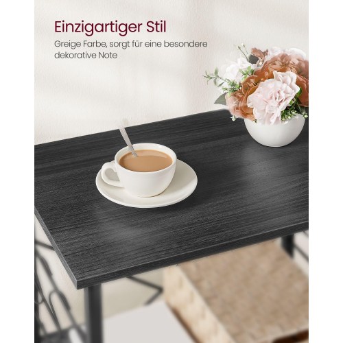 Køkkenreol på hjul serveringsvogn med 3 hylder, mikrobølgereol, 6 kroge, industrielt look i sort/eboniseret eg (KKS060B42)