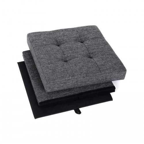 Opbevaringspuf med låg 38 × 38 × 38 cm, mørkegrå tekstil