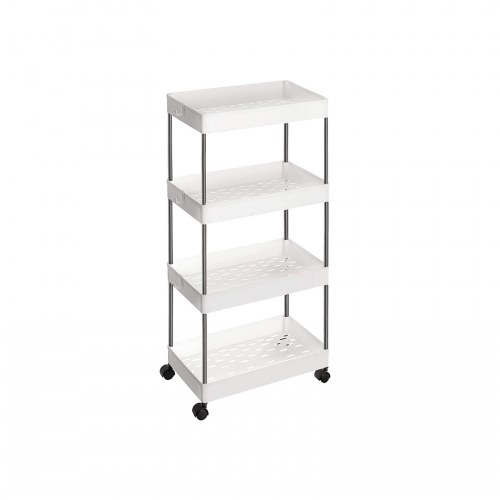 Rullebord med 4 hylder opbevaringsvogn, 40 × 22 × 86 cm, hvid