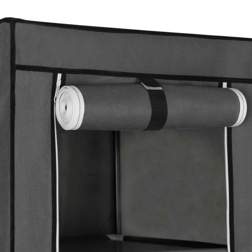 Garderobeskab stof transportabelt klædeskab med hylder og bøjlestang, grå, 150 × 45 × 175 cm