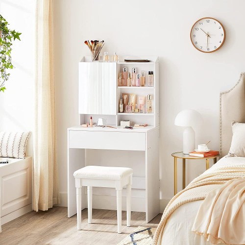Toiletbord med spejl Dressing Table, hvid