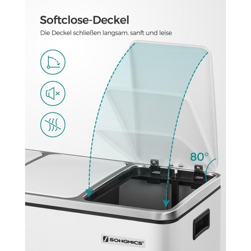 Skraldespand til affaldssortering 3 x 18 l – SONGMICS pedalspand, hvid