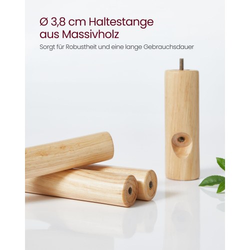Stumtjener i massivt træ med 8 kroge - hvid