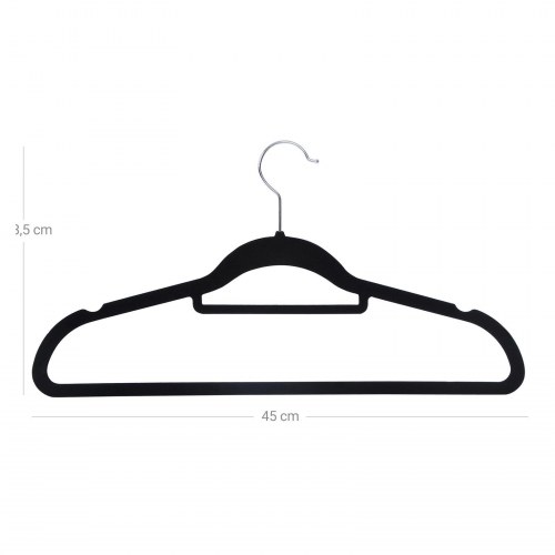 Bøjler i velour 50-pak, ultratynde, skridsikre, med slipsorganisator og 360° drejekrog, sort