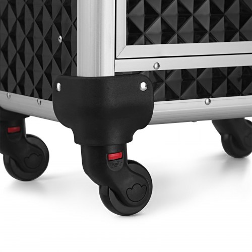 Makeupkuffert på hjul låsbar, sort, 34 × 24 × 57 cm