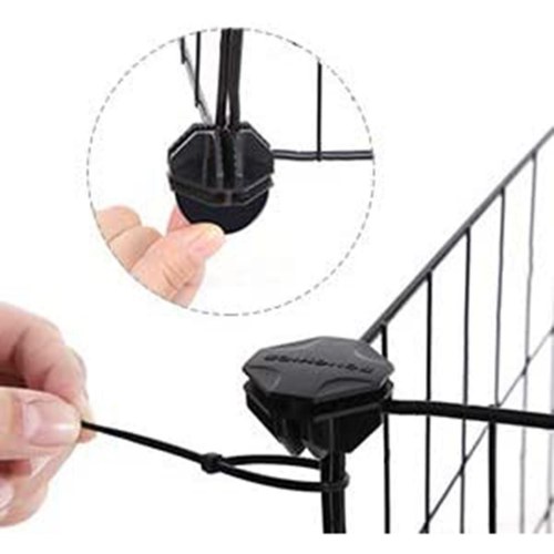 Løbegård til smådyr indendørs kanin- og marsvinebur, modulær metalhegn, sort