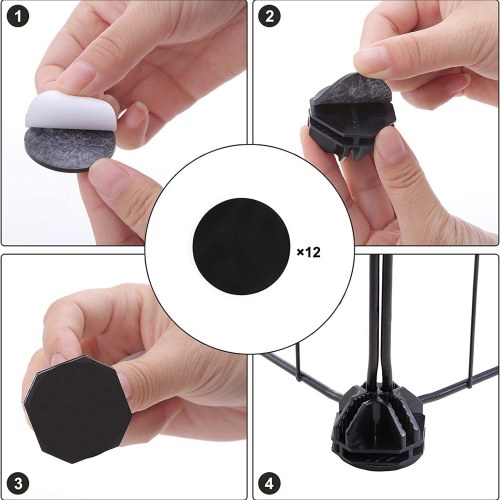 Løbegård til smådyr indendørs kanin- og marsvinebur, modulær metalhegn, sort