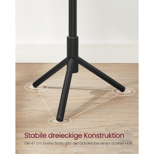 Stumtjener i træ med 8 kroge justerbar højde, sort