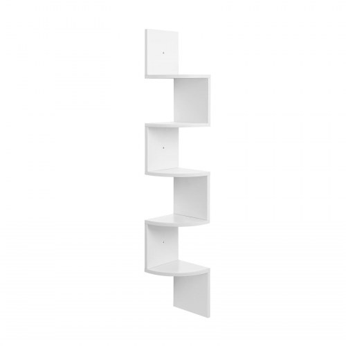 Hjørnehylde væghylde 5 niveauer zigzag design, hvid