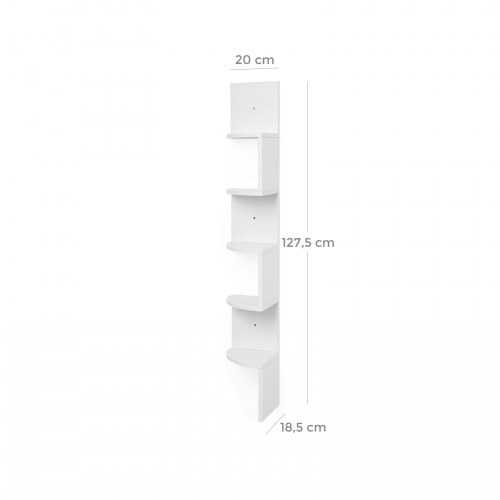 Hjørnehylde væghylde 5 niveauer zigzag design, hvid