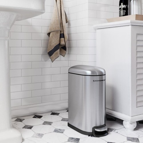 Skraldespand med pedal 10 l Slim, stål, sølv