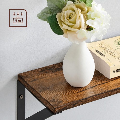 Væghylder sæt med 3 flydende hylder, rustik brun/sort