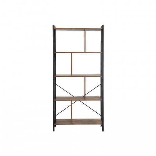 Bogreol 4 hylder industrielt design, rustik brun/sort