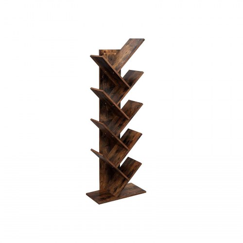 Bogreol gulv Tree Bookshelf, 8 hylder, rustik brun