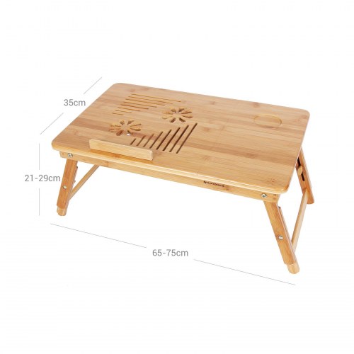 Laptopbord i bambus, foldbart 55 x 35 cm - LLD002