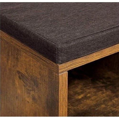 Opbevaringsbænk til sko – VASAGLE, 10 rum, med hynde, 104 × 30 × 48 cm, rustik brun