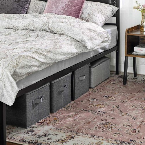 Opbevaringskasser med låg foldbare bokse med håndtag, grå, sæt af 3 (40 × 30 × 25 cm)