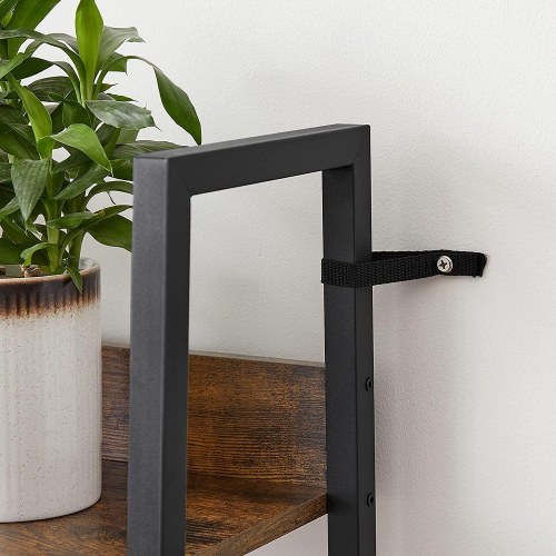 Stigehylde 5 niveauer smal bogreol i industrielt look, rustik brun/sort (LLS109B01)