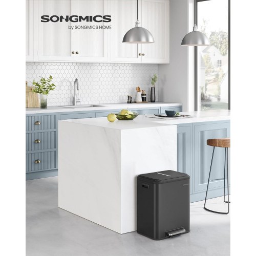 Skraldespand med pedal 2 x 15 l LTB544B02, sort, rustfrit stål