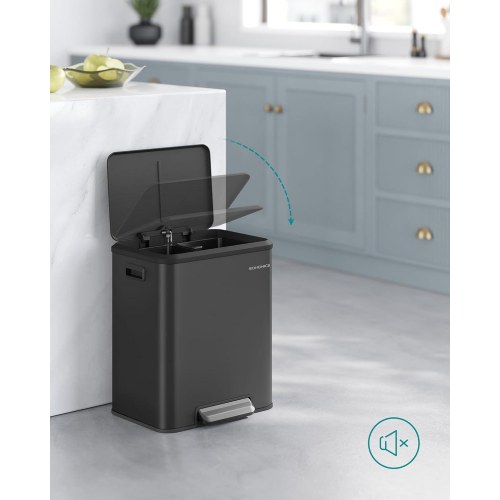 Skraldespand med pedal 2 x 15 l LTB544B02, sort, rustfrit stål