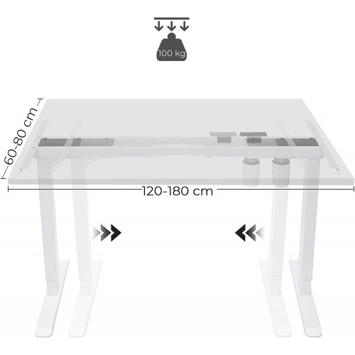 Hæve-sænke stel til skrivebord elektrisk, stål, hvid