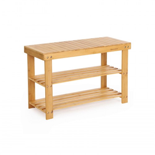 Skobænk i bambus med 3 hylder 70 × 28 × 45 cm