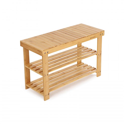 Skobænk i bambus med 3 hylder 70 × 28 × 45 cm