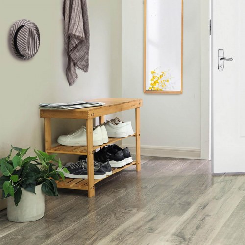 Skobænk i bambus med 3 hylder 70 × 28 × 45 cm