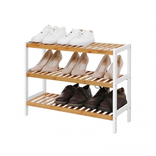 Skostativ i bambus 3 niveauer 70 × 26 × 55 cm