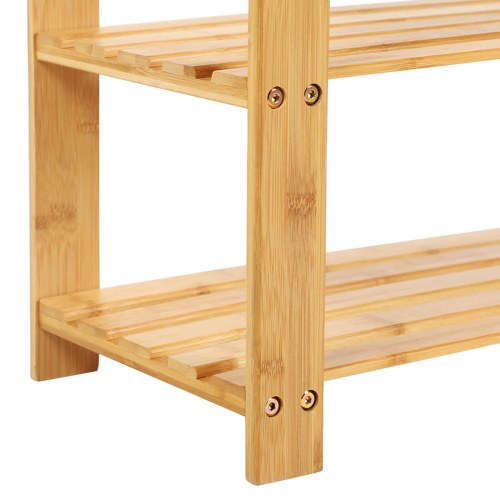 Skobænk i bambus med 3 hylder 70 × 28 × 45 cm