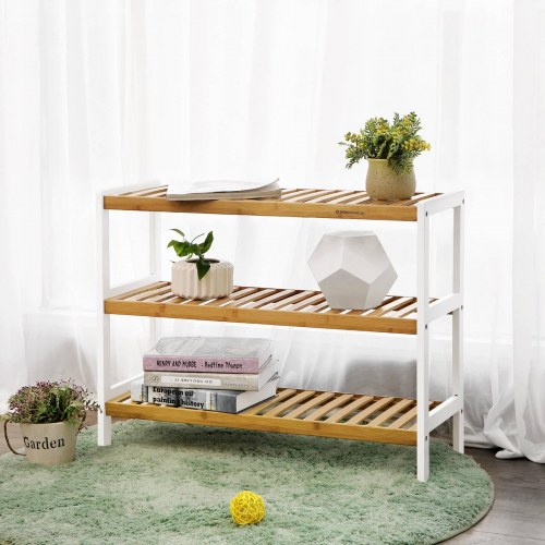 Skostativ i bambus 3 niveauer 70 × 26 × 55 cm