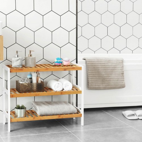Skostativ i bambus 3 niveauer 70 × 26 × 55 cm