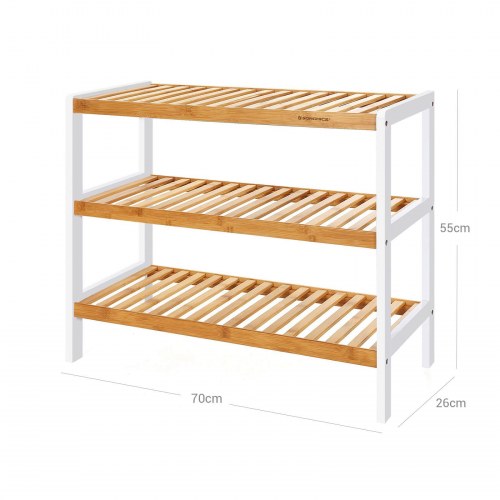 Skostativ i bambus 3 niveauer 70 × 26 × 55 cm