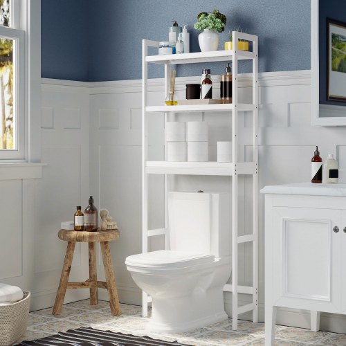 Toilethylde over toilet 3-etagers bambus, hvid