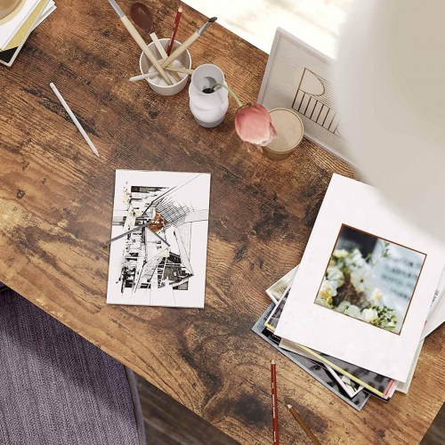 Skrivebord – VASAGLE computerbord med 2 hylder, industrielt, rustik brun/sort (LWD55X)