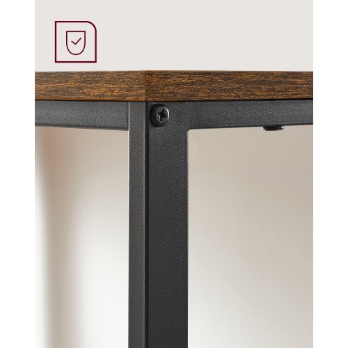 Skrivebord med 2 hylder – industrielt design, rustik brun/sort, 100 × 50 cm