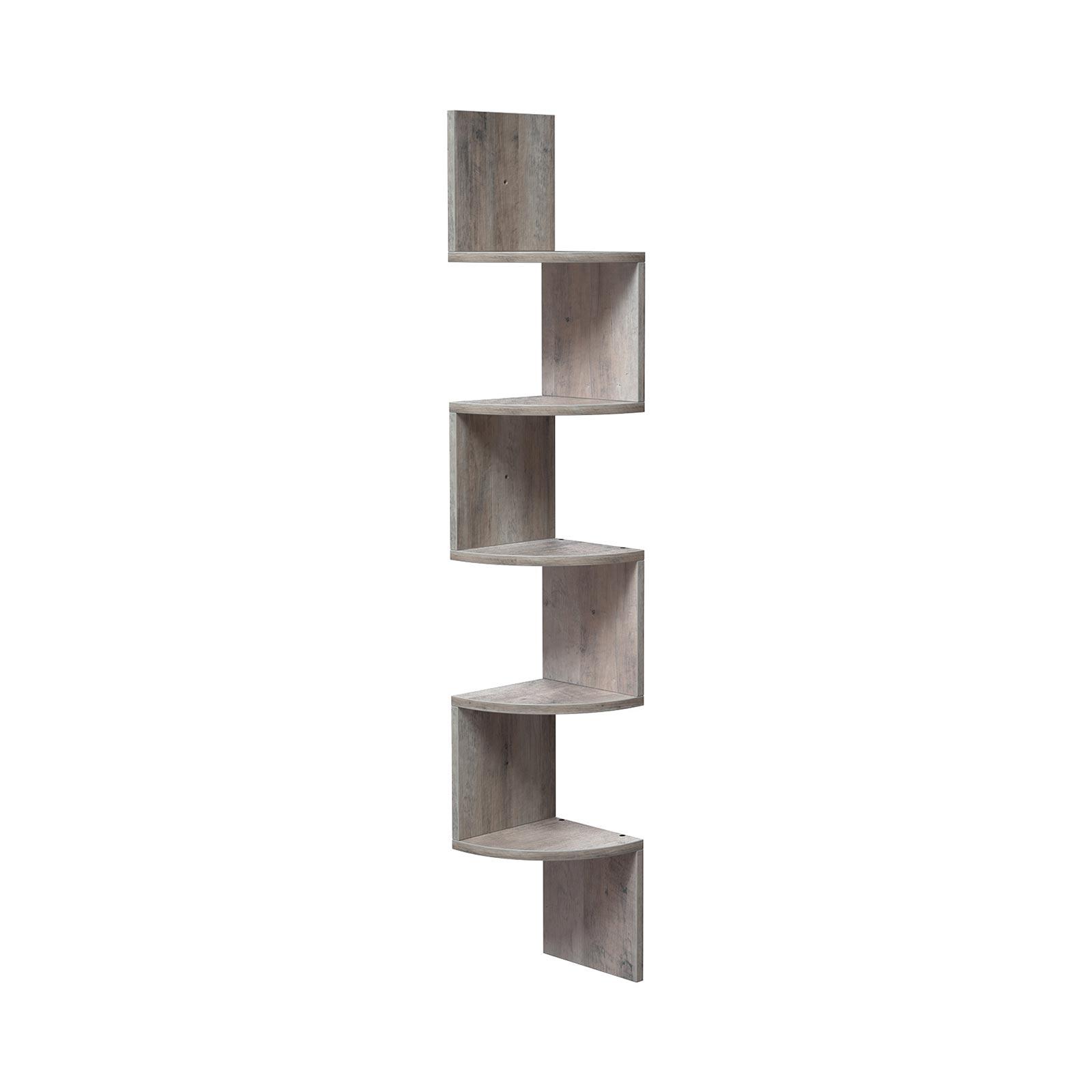 Hjørnereol væghylde 5 niveauer zigzag design, greige (LBC020M01)