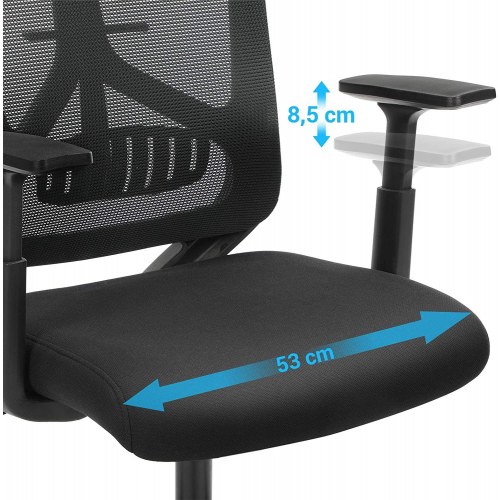 Kontorstol ergonomisk – SONGMICS med lændestøtte, højde- og vippefunktion, justerbar nakkestøtte og armlæn, sort