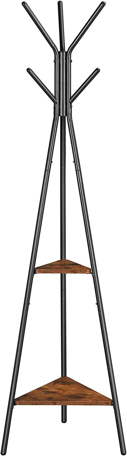 Stumtjener med hylder industrielt design, rustik brun/sort