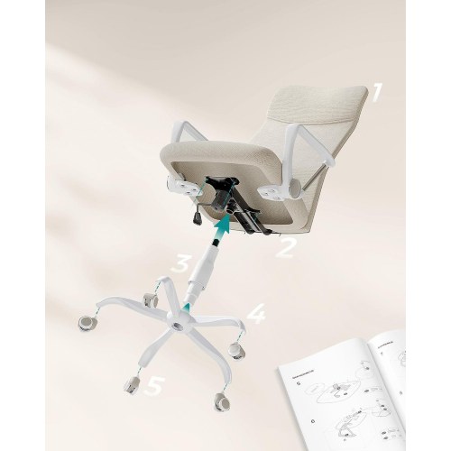 Kontorstol ergonomisk drejestol med polstret sæde, stofbetræk, justerbar vippefunktion, sort