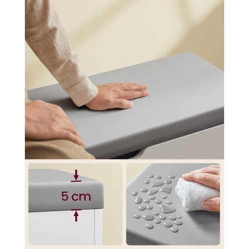 Skobænk med opbevaring 3 niveauer, polstret pude, 30 × 60 × 44 cm, Cloud White