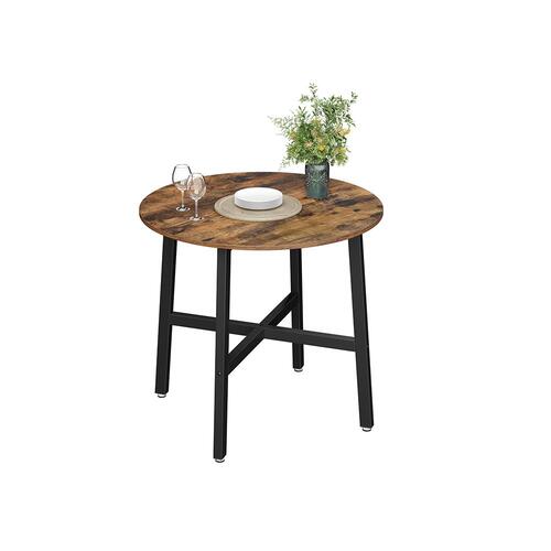 Spisebord rundt – VASAGLE 80 × 75 cm, industrielt, rustik brun/sort