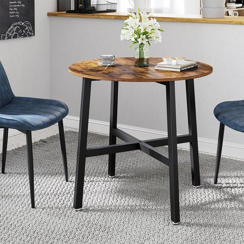Spisebord rundt – VASAGLE 80 × 75 cm, industrielt, rustik brun/sort