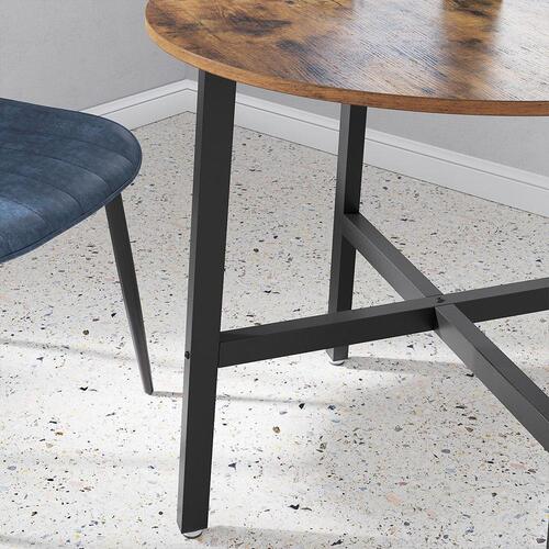 Spisebord rundt – VASAGLE 80 × 75 cm, industrielt, rustik brun/sort